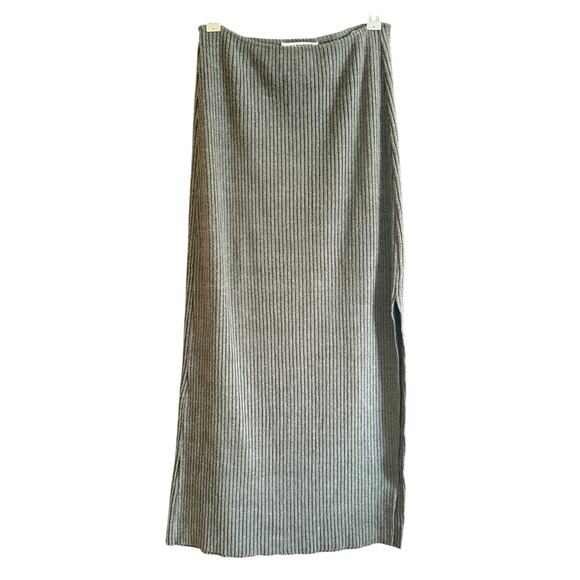 JOAH BROWN | Charcoal Gray Luxe Knit Midi Skirt with Side Slit | Small / Medium - Picture 2 of 7